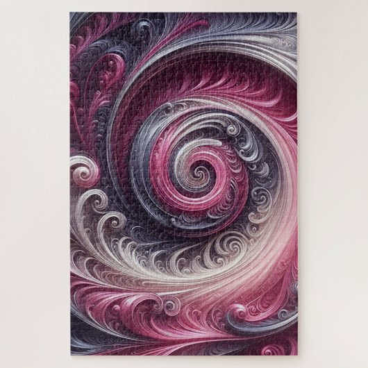 Puzzle Moderne Abstrait Simple Tourbillonnant Rose et Vio (Vertical)