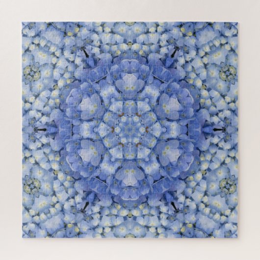 Puzzle Moderne Blue Hydrangea Floral Kaleidoscope (Vertical)