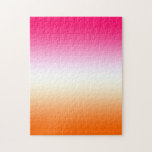 Puzzle Moderne Bright Pink Blanc et Orange Ombre<br><div class="desc">Un dégradé tricolore rose,  blanc et orange. Ajoutez du texte si vous souhaitez créer votre propre design. Créez votre propre puzzle stimulant avec un dégradé de couleur simple. Fille ombre. C'est une grande image qui se transfère bien vers d'autres cadeaux.</div>