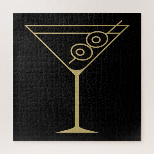 Puzzle Moderne de milieu de siècle Or 2 Martini olive (Vertical)