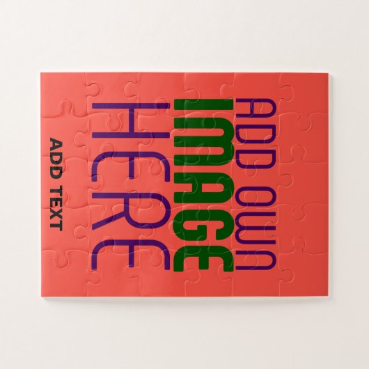 PUZZLE MODERNE ÉDITABLE ROUGE ORANGE MODÈLE TEXTE D'IMAGE (Horizontal)