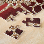 Puzzle moderne fleur rouge or (Côté)