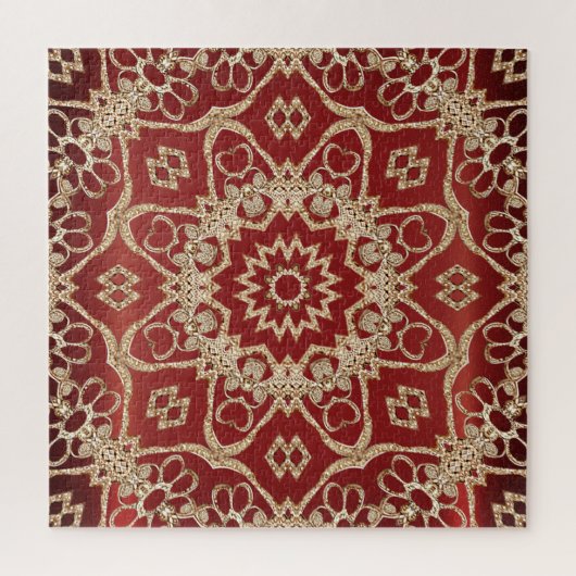 Puzzle moderne fleur rouge or (Vertical)