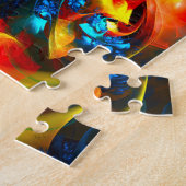 Puzzle Moderne Floral Abstrait Art Orange Bleu Motif #14 (Côté)