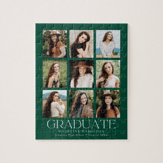 Puzzle Moderne Green 9 Photo Collage Graduation (Vertical)