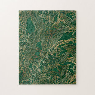 Puzzle Moderne Green Gold Foliage Plante Design botanique