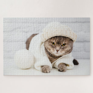 Puzzle Moderne hiver chaud laine Casquette Kitty Chat Nat