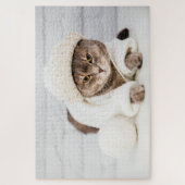Puzzle Moderne hiver chaud laine Casquette Kitty Chat Nat (Vertical)