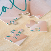 Puzzle Moderne Turquoise Script photo Graduation (Côté)