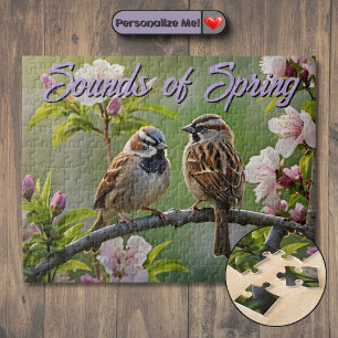 Puzzle Moineaux printaniers personnalisables