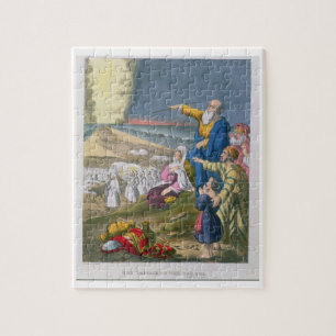 Puzzle Moïse séparant la Mer Rouge, d'une bible imprim