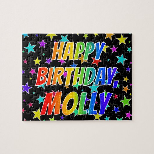Puzzle "MOLLY" Prénom, Amusant "HEUREUX ANNIVERSAIRE" (Horizontal)