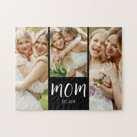 Puzzle Mom Established Elegant Script Black 3 Photo  (Horizontal)