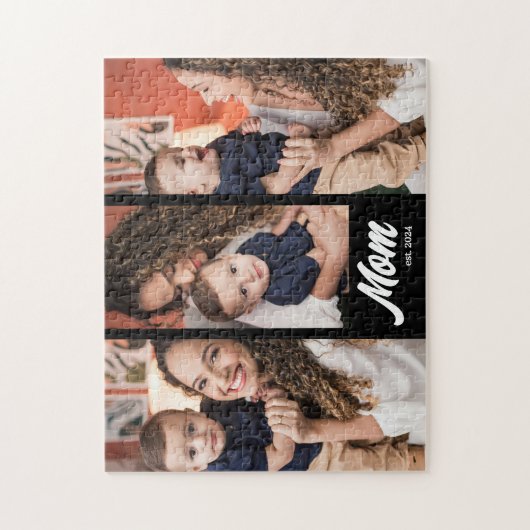 Puzzle Mom Established Modern Black Photo (Vertical)