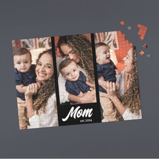 Puzzle Mom Established Modern Black Photo