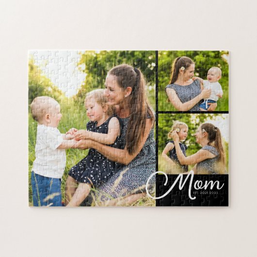 Puzzle Mom Established Modern Script 3 Photo (Horizontal)