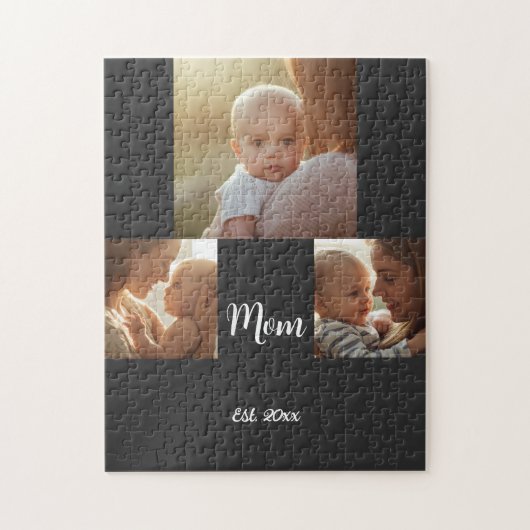 Puzzle Mom Established Modern Script Black 3 Photo (Vertical)