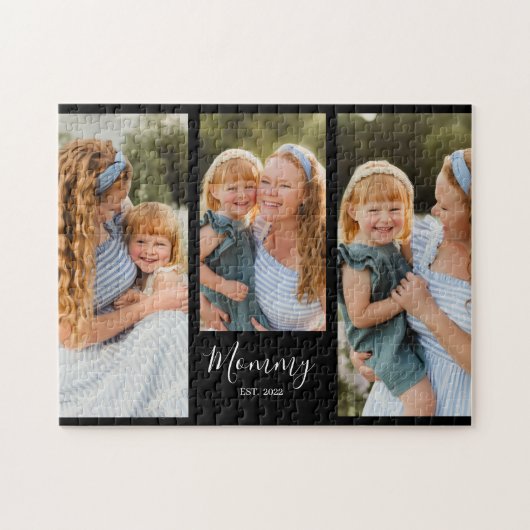 Puzzle Mom Established Modern Script Black 3 Photo (Horizontal)