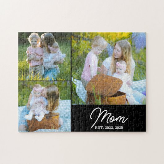 Puzzle Mom Established Modern Script Black 3 Photo (Horizontal)