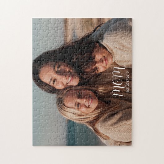 Puzzle Mom Established Modern Script Photo (Vertical)
