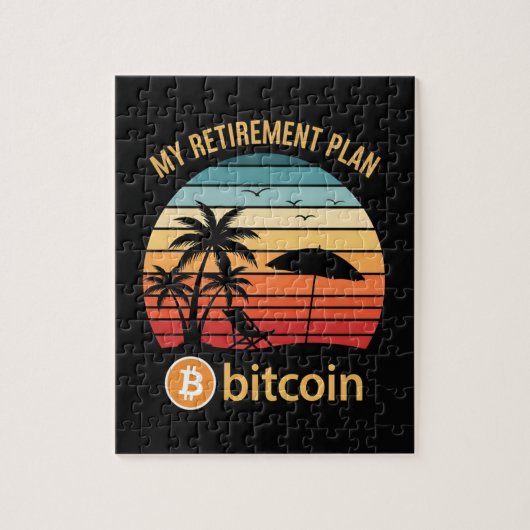 Puzzle Mon Plan de Retraite Bitcoin Plage Coucher de Sole (Vertical)