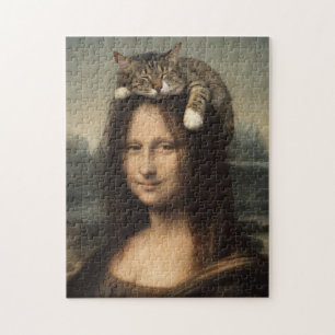 Puzzle Mona Lisa avec chat endormi