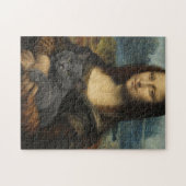 Puzzle Mona Lisa Holding Elegant Gray Cat                 (Horizontal)