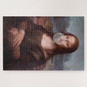 Puzzle Mona Lisa soufflant du chewing-gum gris (Horizontal)