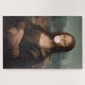 Puzzle Mona Lisa soufflant un bubble gum rose (Horizontal)