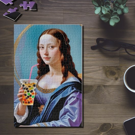 Puzzle Mona Lisa's Bubble Tea Moment – 1014-Piece Jigsaw 