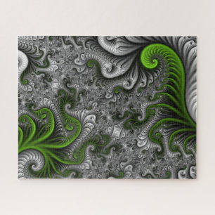 Puzzle Monde Fantastique Art Fractal Abstrait Vert Et Gri