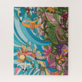 Puzzle Monde tropical de style vitrail (Vertical)