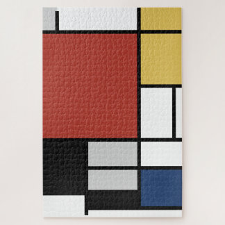 Puzzle Mondrian Peinture Rouge Plane Jaune Noir Gris Bleu