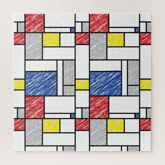 Puzzle Mondrik Scribbles Minimaliste De Stijl Art Moderne (Vertical)
