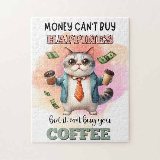 Puzzle Money Can't Buy Happiness Funny Cat Lover Gift (Vertical)