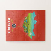 Puzzle Mongolie Carte illustrée affiche touristique. (Horizontal)