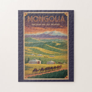 Puzzle Mongolie Chameaux Yourte Illustration Art de Voyag