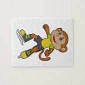 Puzzle Monkey at Ice skating with Ice skates (Horizontal)