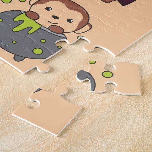 Puzzle Monkey Halloween Witch Diable Citrouille Vampire J (Côté)