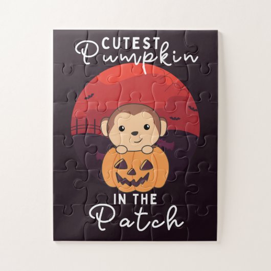 Puzzle Monkey Happy Halloween Citrouille Cutest Dans Le P (Vertical)