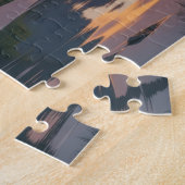 Puzzle Monkey regardant le coucher du soleil sur la plage (Côté)