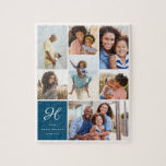 Puzzle Monogram and Family Multiple Photo Collage Grid<br><div class="desc">A memorable and personalized family jigsaw puzzle to display and cherish your special family memories. Our design features a simple multiple photo collage design with a 7 photo design layout. Personalize with your family's name and monogram.</div>