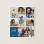 Puzzle Monogram and Family Multiple Photo Collage Grid (Vertical)