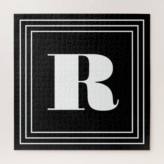 Puzzle Monogramme 3 cadres | Noir & Blanc (Vertical)