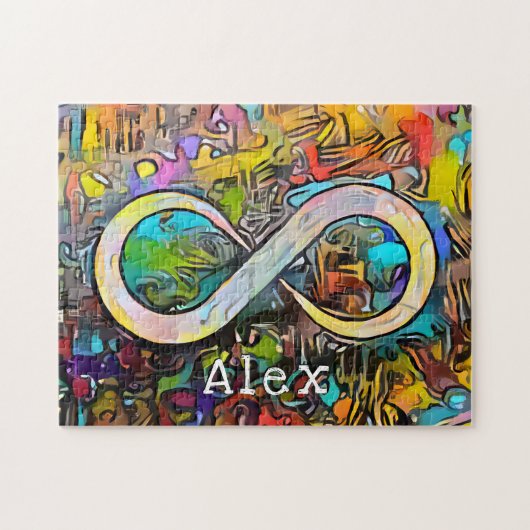 Puzzle Monogramme | Ajouter un nom | Symbole d'infini (Horizontal)