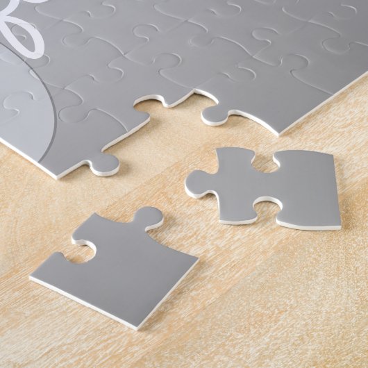 Puzzle Monogramme blanc curé et gris | Couleurs modifiabl (Côté)