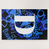 Puzzle Monogramme bleu créatif (Horizontal)
