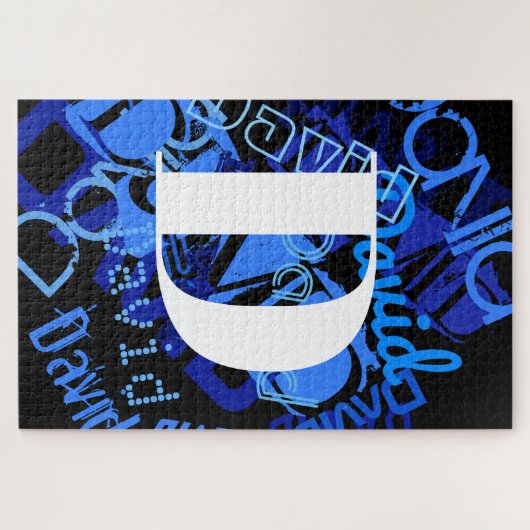 Puzzle Monogramme bleu créatif (Horizontal)