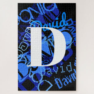 Puzzle Monogramme bleu créatif