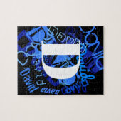 Puzzle Monogramme bleu créatif (Horizontal)